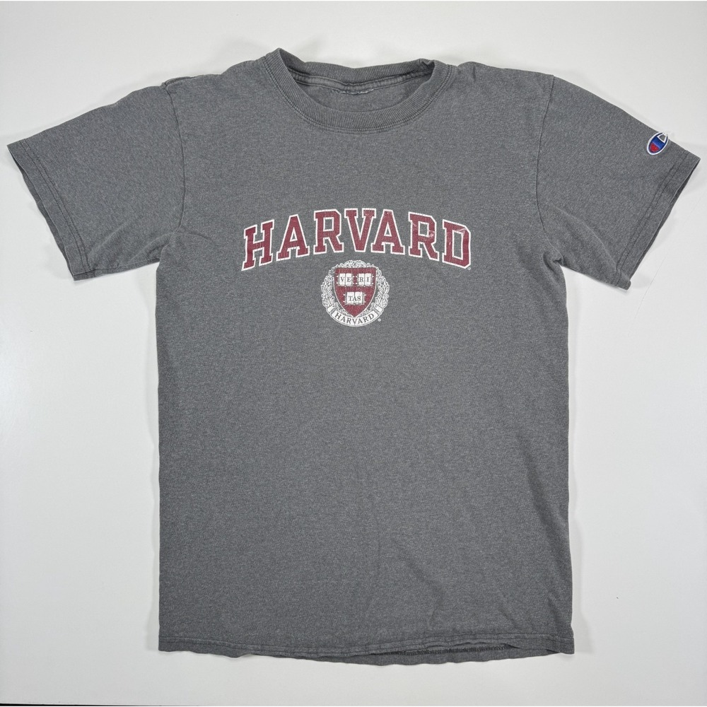 HARVARD University Champion Short Sleeve T-Shirt Small Gray Y2k Classic Crest